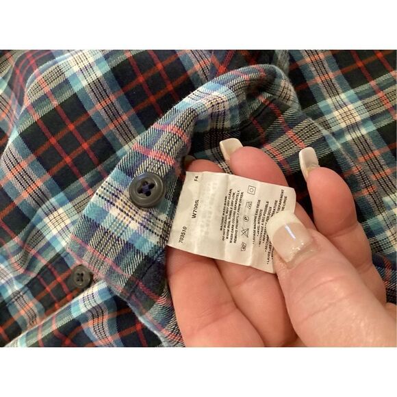 PATAGONIA Mens Sz Medium Plaid Button Down Long Sleeve Shirt Blue - Picture 8 of 9